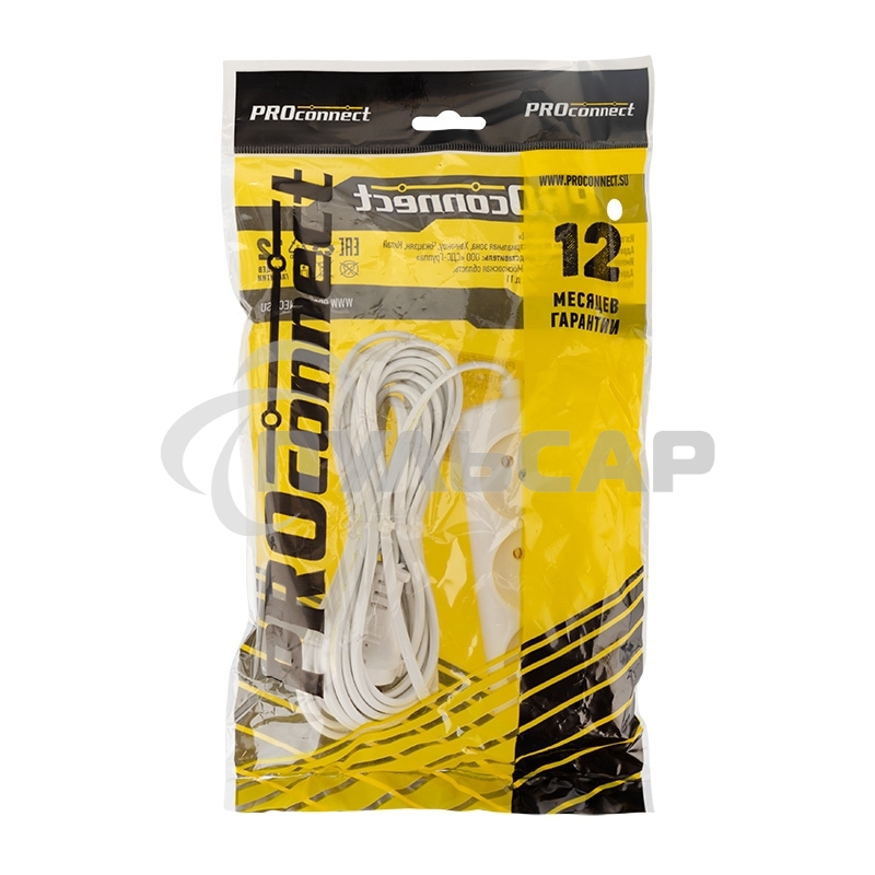 Удлинитель PROconnect STANDARD 3 гнезда, 7 м, 2х0.75 мм², б/з, белый