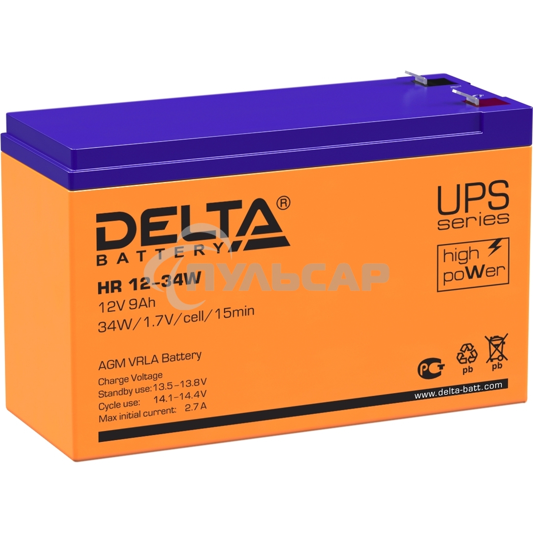 Батарея Delta HR 1234W (12V, 9Ah)