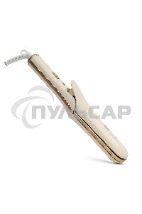 Щипцы для волос с насадкой гофре Galaxy GL 4502, бежевый, 40 Вт, макс. темп. 200°C, нагрев. элемент с защитой от перегр., керам. покрытие пластин, гладкие пластины для выпрям. волос и пласт. 