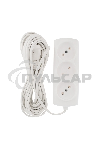 Удлинитель PROconnect STANDARD 3 гнезда, 7 м, 2х0.75 мм², б/з, белый