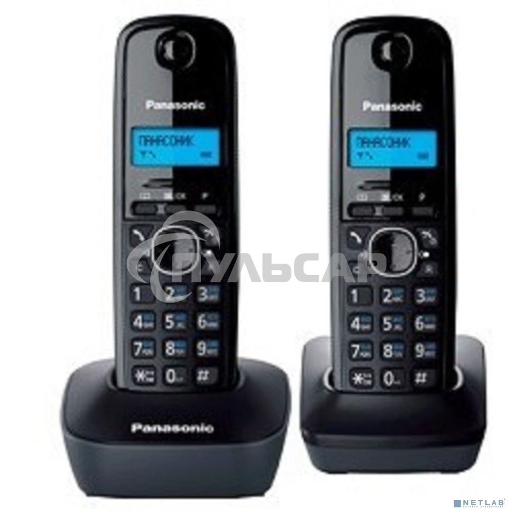 Телефон беспроводной (DECT) Panasonic KX-TG1612RUH (серый) Доп трубка в комплекте,АОН, Caller ID,12 мелодий звонка,поиск трубки