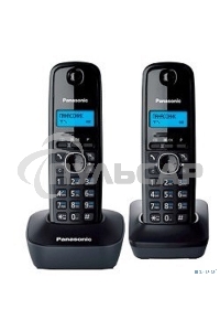 Телефон беспроводной (DECT) Panasonic KX-TG1612RUH (серый) Доп трубка в комплекте,АОН, Caller ID,12 мелодий звонка,поиск трубки
