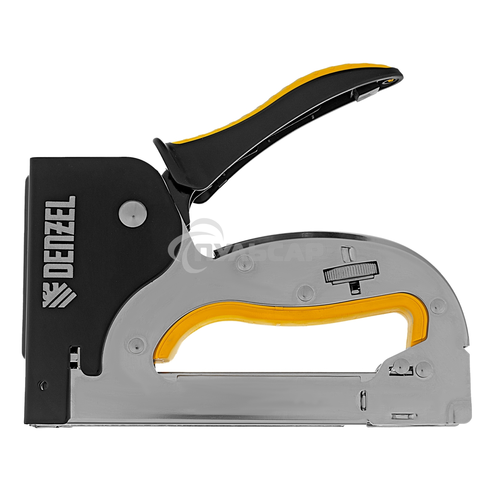 Степлер металл., скобы в комплекте, плавная регулировка удара, 2К рукоятка, тип 53, 4-14 мм Denzel