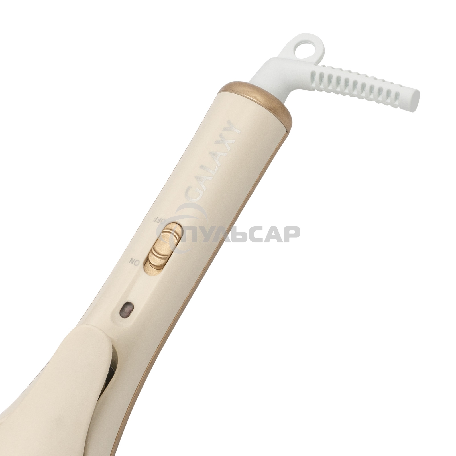 Щипцы для волос с насадкой гофре Galaxy GL 4502, бежевый, 40 Вт, макс. темп. 200°C, нагрев. элемент с защитой от перегр., керам. покрытие пластин, гладкие пластины для выпрям. волос и пласт. 