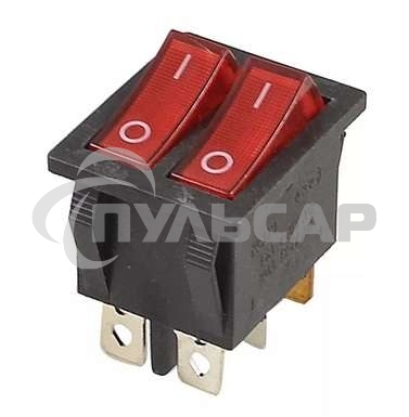 Выключатель клавишный Rexant 250V 15А (6с) ON-OFF красный с подсветкой ДВОЙНОЙ