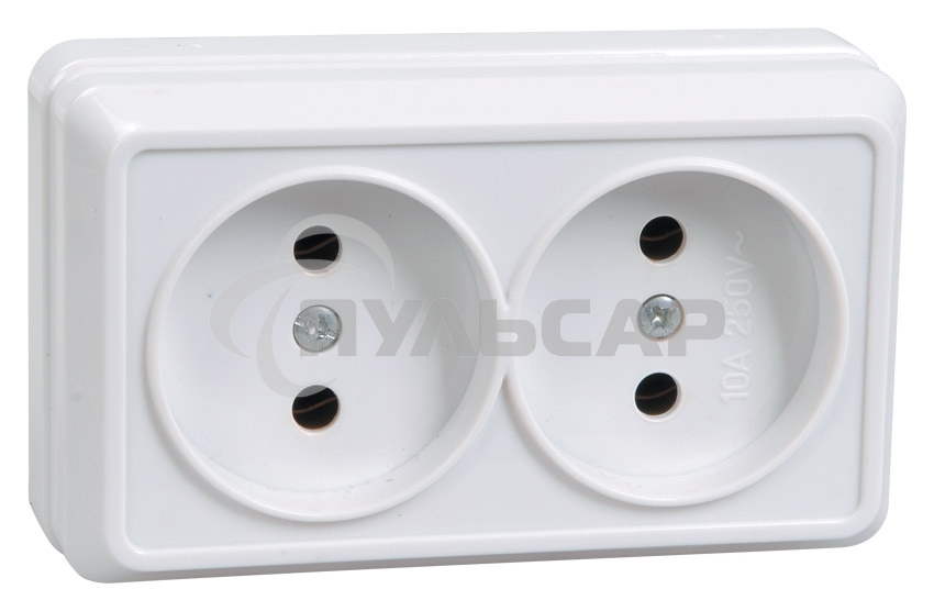 Розетка Iek ERO20-K01-10-DC РС22-2-ОБ 2местн. без з/к 10А откр.уст. ОКТАВА (белый)