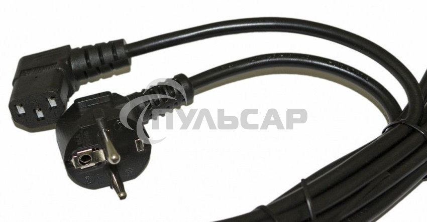 Кабель питания Hyperline PWC-IEC13A-SHM-1.8-BK компьютера (Schuko+C13 (угловая)) (3x0.75), 10A, угловая вилка, 1.8 м, черный