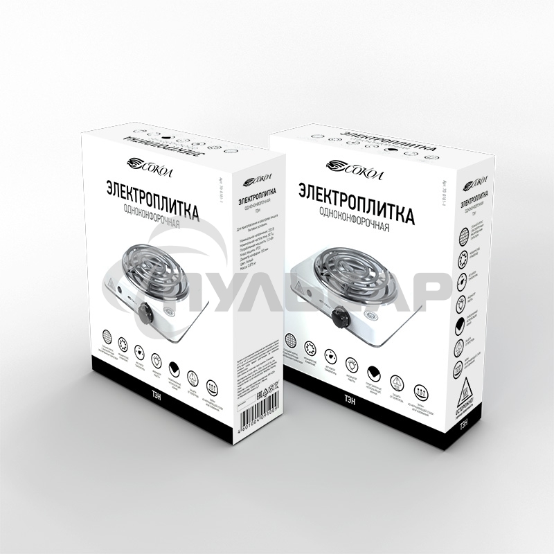 Электрическая плитка Сокол 70-0101-1 ТЭН 1,0 кВт/220В