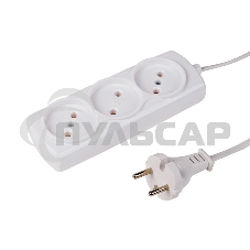 Удлинитель PROconnect STANDARD 3 гнезда, 5 м, 2х0.75 мм², б/з, белый