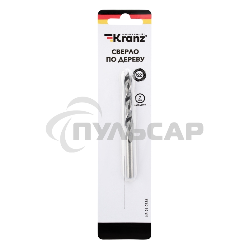 Сверло по дереву KRANZ 7х105 мм, цилиндрический хвостовик