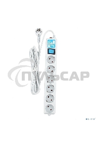 Фильтр-удлинитель PowerCube PRO (SPL(5+1)-16B-P-5М) 5.0 м, LC контур - подавление В/Ч помех, 16А/3,5кВт