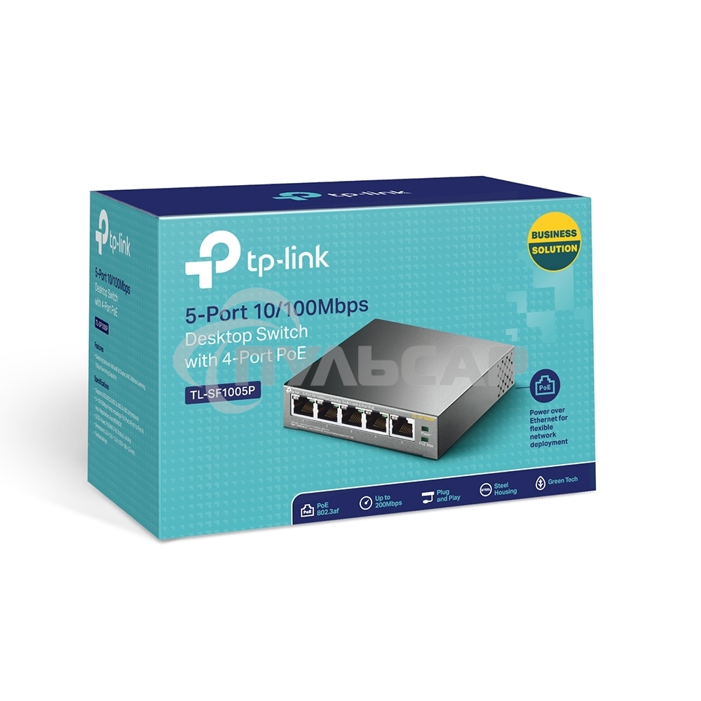 Коммутатор TP-Link SMB TL-SF1005P 5-портовый 10/100 Мбит/с настольный коммутатор с 4 портами PoE 