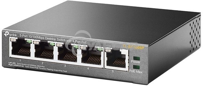 Коммутатор TP-Link SMB TL-SF1005P 5-портовый 10/100 Мбит/с настольный коммутатор с 4 портами PoE 