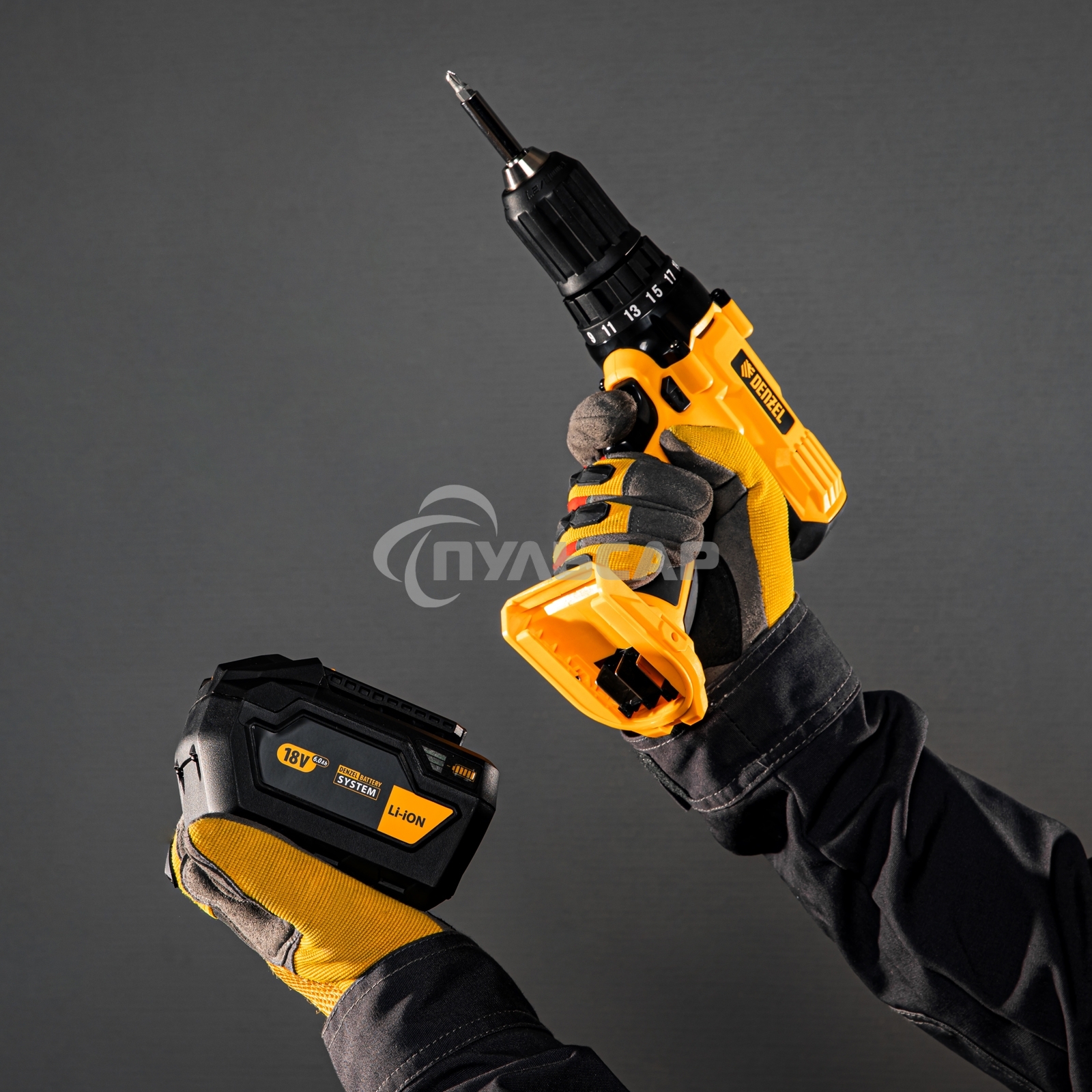 Батарея аккумуляторная B-18-6.0, Li-Ion, 18 В, 6,0 А·ч Denzel