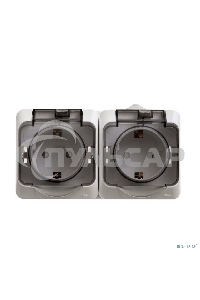 Розетка 2-м ОП Этюд с заземл. защ. шторки IP44 белый  SchE PA16-244B