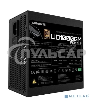 Блок питания Gigabyte GP-UD1000GM PG5 RTL, 1000Вт, 80 PLUS Gold, 120мм, модульный, черный