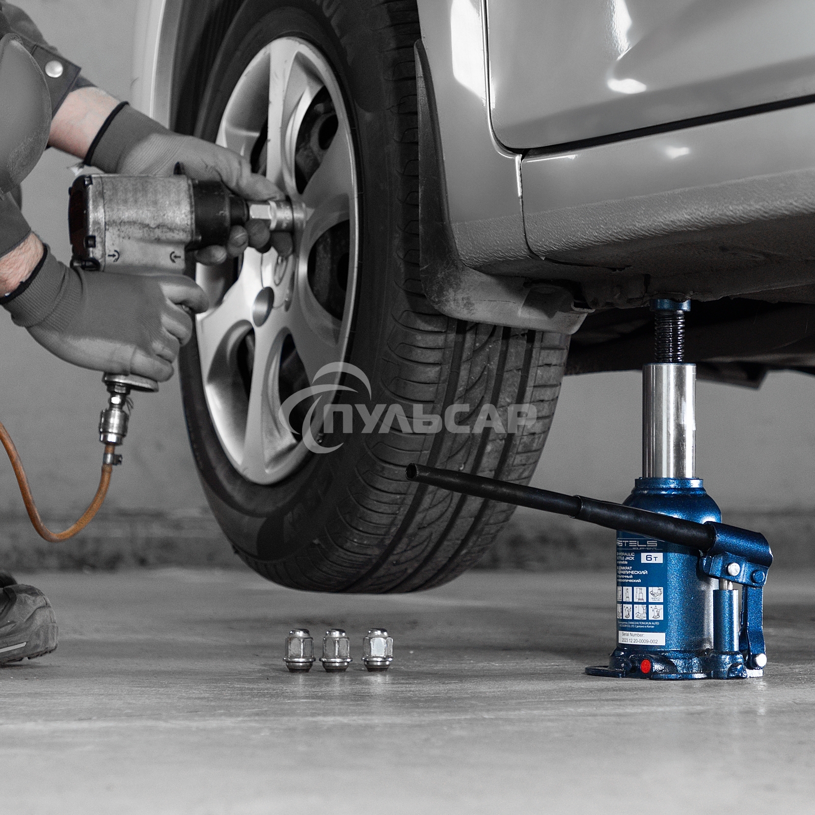 Домкрат гидравлический бутылочный телескопический, 6 т, подъем 180-410 мм Stels