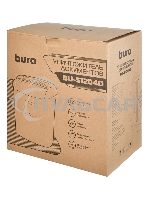 Шредер Buro Office BU-S1204D (секр.P-4)/фрагменты/12лист./21лтр./пл.карты/CD