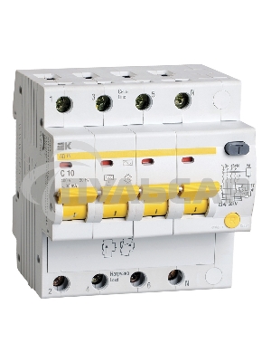 Выключатель автоматический дифференциального тока 4п C 10А 30мА тип AC 4.5кА АД-14 ИЭК MAD10-4-010-C-030