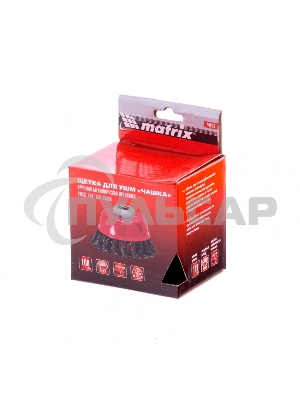 Щетка Matrix для УШМ, 100 мм, М14, Чашка, крученая проволока 0,8 мм