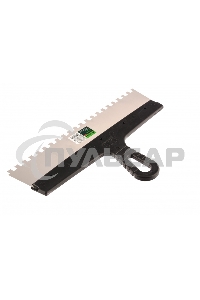 Шпатель из нержавеющей стали Сибртех 350 мм, зуб 8х8 мм, пластмассовая ручка 85477