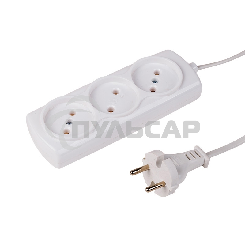 Удлинитель PROconnect STANDARD 3 гнезда, 3 м, 2х0.75 мм², б/з, белый
