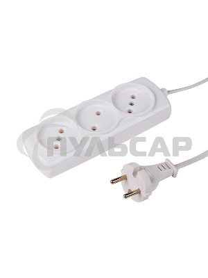 Удлинитель PROconnect STANDARD 3 гнезда, 3 м, 2х0.75 мм², б/з, белый