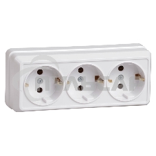 Розетка Iek ERO31-K01-16-DC РС23-3-ОБ 3 местн. с з/к 16А откр.уст. ОКТАВА (белый)