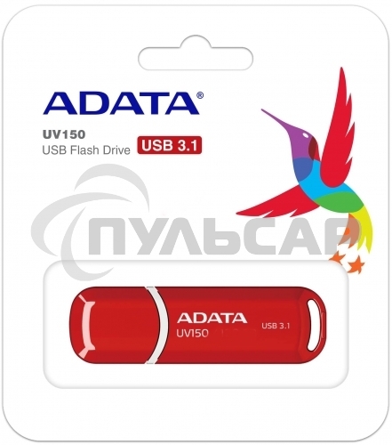Флешка USB ADATA UV150 (AUV150-64G-RRD), 64 Gb, USB 3.0, R/W 100/30, красный