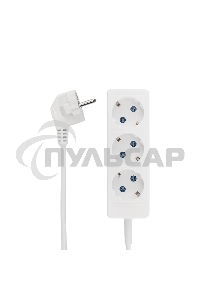 Удлинитель PROconnect STANDARD 3 гнезда, 3 м, 2х0.75 мм², б/з, белый