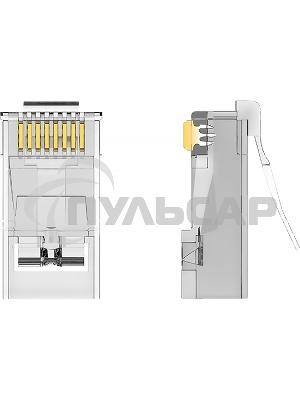 Коннектор Vention RJ45 (8p8c), FTP, cat. 5e, под витую пару, экранированный (50шт.)