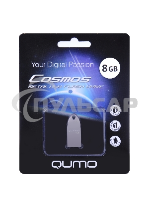 Флешка USB 2.0 QUMO 8 Gb, Cosmos QM8GUD-Cos Silver