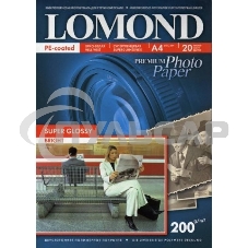 Фотобумага ПРЕМИУМ для стр.печати LOMOND200 г/м2 одностор.Super Glossy Bright 10х15см(20л)