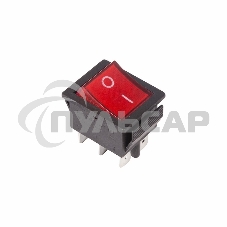 Выключатель клавишный 250V 15А (6с) ON-ON красный с подсветкой Rexant