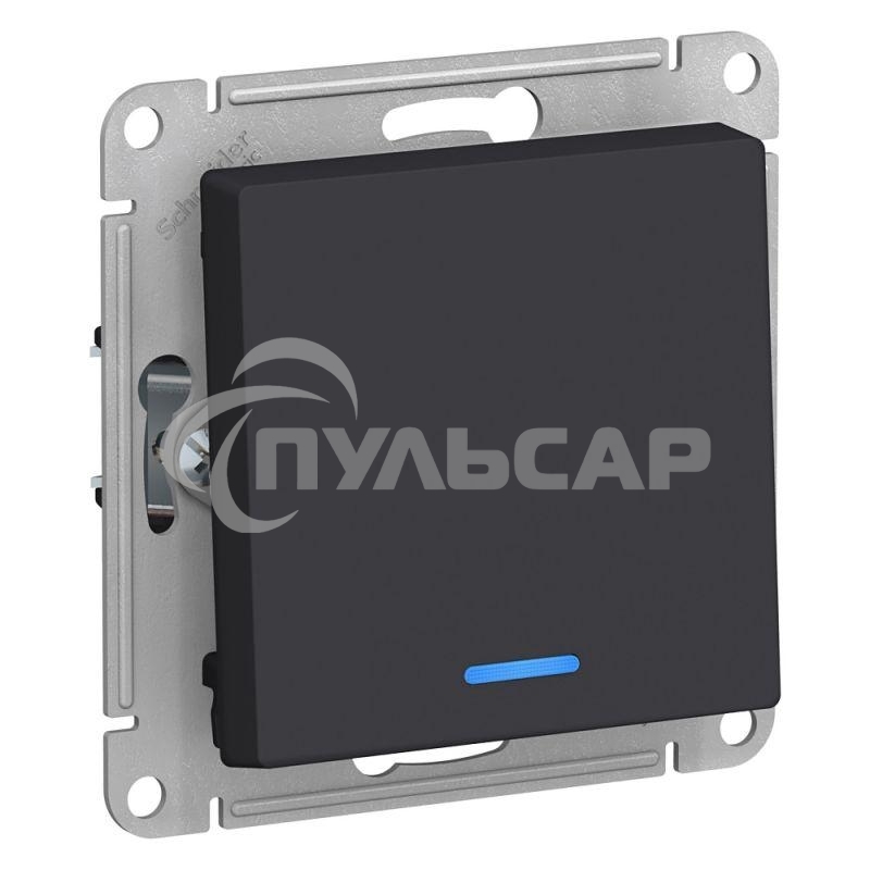 Механизм выключателя 1-кл. ATLAS DESIGN с подсветкой (сх.1а) 10АХ карбон