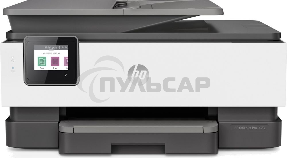 МФУ струйное HP OfficeJet 8023 (1KR64B), A4, цвтной, печ. до 20 стр/мин. (ч/б), до 10 стр/мин. (цвет), скан. до 8 стр/мин. (ч/б) 3.5 стр/мин. (цвет), 1200 x 1200 dpi, USB, RJ-45, Wi-Fi, Air Print