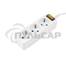 Удлинитель PROconnect 3 гнезда, 3 м, 3х0.75 мм², с/з, с кнопкой, белый