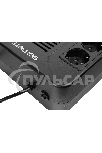 Источник бесперебойного питания SMARTWATT UPS SAFE PRO LCD 800 черный 800/480 ВА/Вт, напольный/настенный, линейно-интерактивный, LCD дисплей, Shuko CEE7/4 - 8 шт. (4 шт. с резервным питанием, 4 шт. - сетевой фильтр)