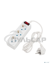 Удлинитель PROconnect 3 гнезда, 1.5 м, 3х0.75 мм², с/з, с кнопкой, белый