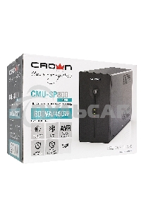 Источник бесперебойного питания CROWN ИБП CMU-SP800EURO 800VA, металл,1x12V/9AH, розетки 3*EURO+1*IEC bybas CM000001492
