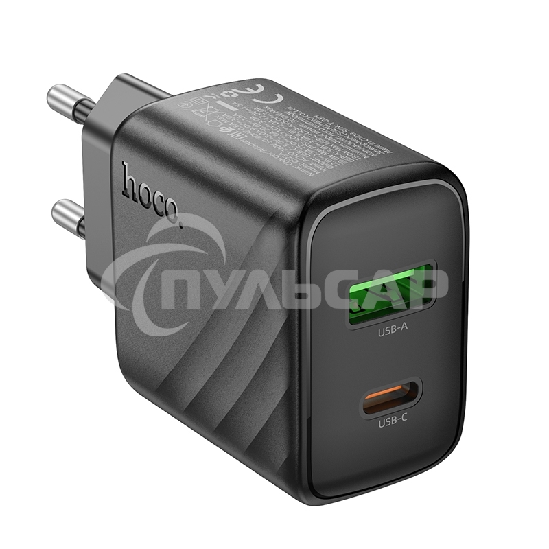 Зарядное устройство Hoco 30Вт, 3А, QC3.0/PD, 1хUSB, 1хType-C, CS23A, черный, коробка