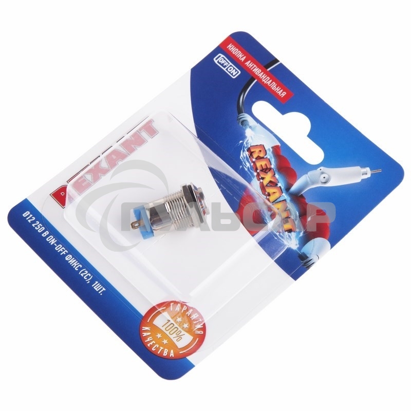 Кнопка антивандальная Ø12 Фикс (2с) ON-OFF выпуклая (A12-B2) Rexant (в упак. 1шт.)