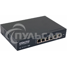 Коммутатор Osnovo SW-20600(80W) PoE коммутатор 6 портов, 4 PoE порта 10/100 Base-T, 2*10/100 Base-T Uplink, до 30W на порт, суммарно до 80W