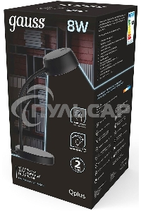 Светильник настольный Gauss Qplus модель GTL601 8W 600lm 4000K 170-265V черный диммируемый LED 1/8