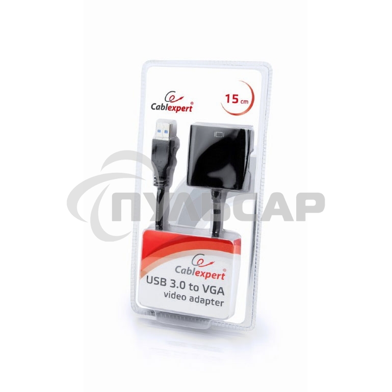 Видеоадаптер (конвертер) USB 3.0 --> VGA Cablexpert AB-U3M-VGAF-01, черный