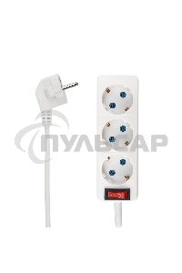 Удлинитель PROconnect 3 гнезда, 10 м, 3х0.75 мм², с/з, белый