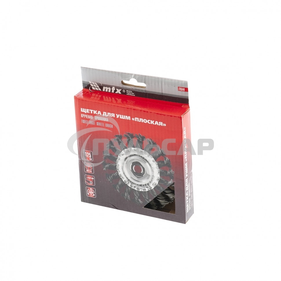 Щетка Matrix для УШМ, 125 мм, М14, Плоская, крученая проволока 0,8 мм