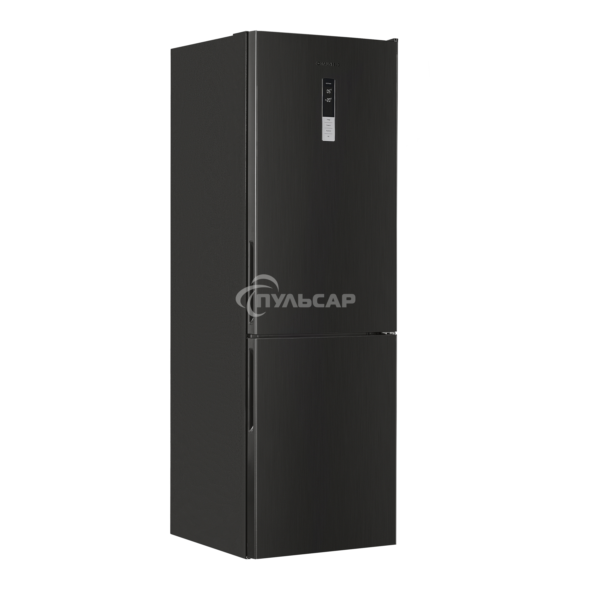 Холодильник Maunfeld MFF185NFSB10 черная нержавеющая сталь двухкамерный инвертор 240/100л морозилка снизу, No Frost