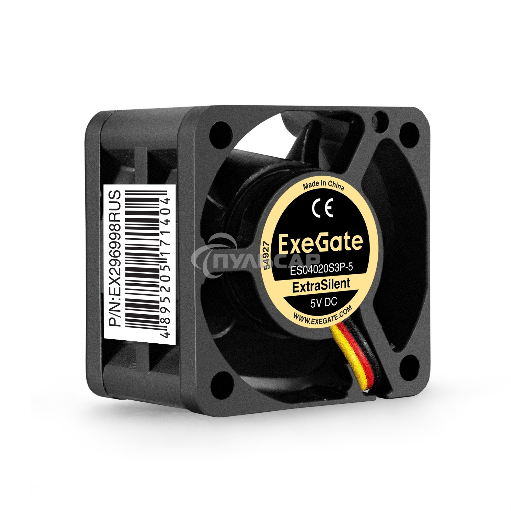 Вентилятор для корпуса ExeGate ExtraSilent ES04020S3P-5 черный, 40 мм, 4800 об/мин, 21 дБ, 3 pin