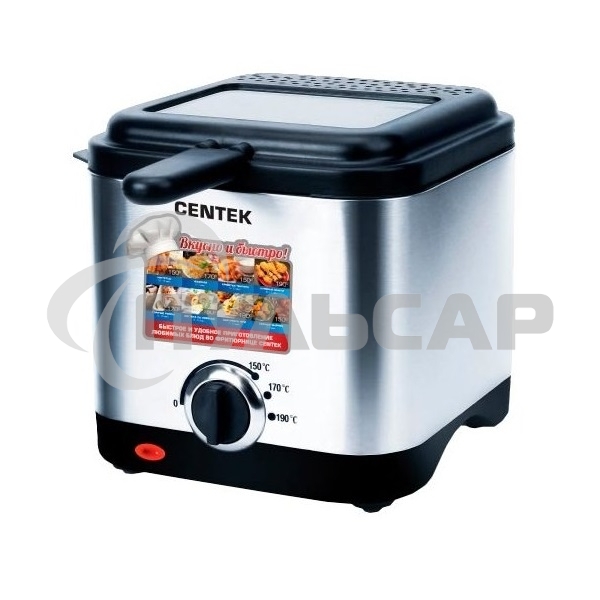 Фритюрница Centek CT-1430 сталь 900 Вт, АНТИПРИГАРНАЯ ЧАША, стальной корпус, емкость на 1,5 л масла